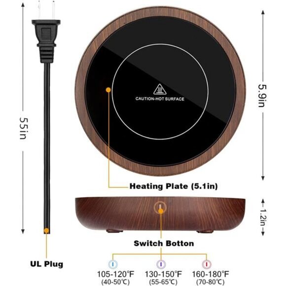 Mug Warmer, Coffee Warmer for Desk Auto Shut Off, 3-Temperature Settings - Picture 4 of 7